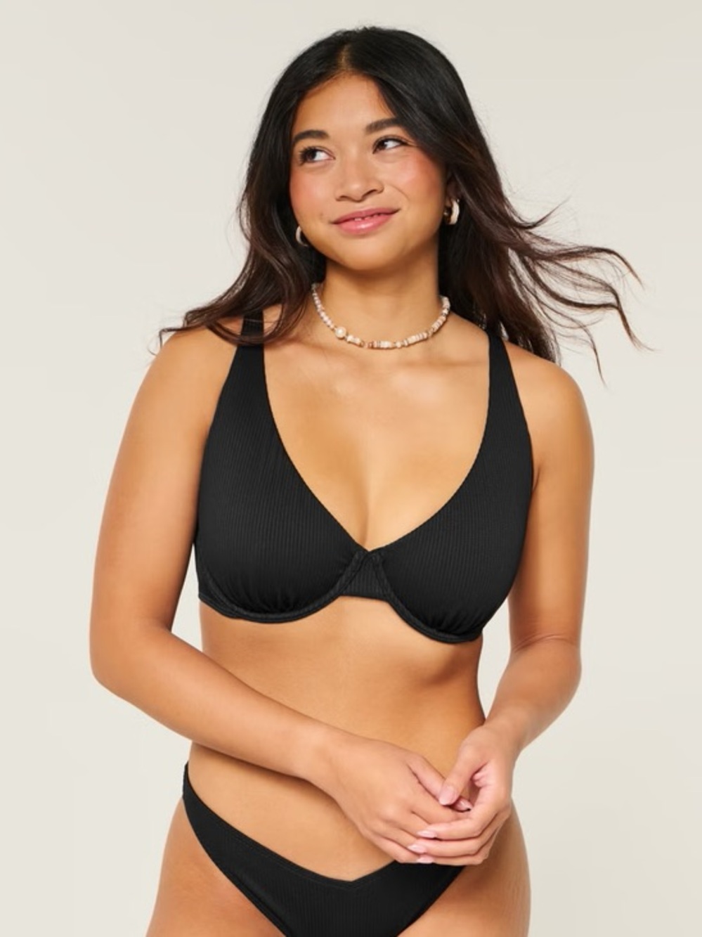 Hollister Curvy High Apex Ribbed Underwire Bikini Top